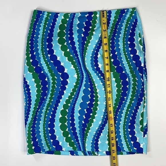 Talbots Wavy Dots Blue Green Pencil Skirt NWT 8P - Picture 3 of 8